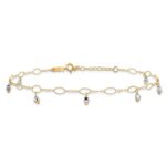 14K Two-Tone Mirror Bead Dangles Plus Extender - Total Anklet - Image 3