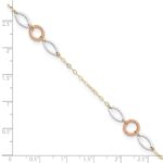 14k Tri-color Circle and Oval 3-Station Plus Extender - Total Anklet - Image 5