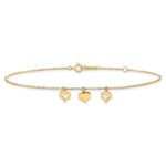 14k Three Heart Dangles Plus Extender - Total Anklet - Image 3
