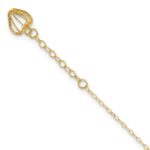 14K Cable Chain with Diamond-cut Heart Cage Dangle Plus Extender - Total Anklet
