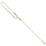 14K Two-tone Diamond-cut and LOVE Puffed Heart Plus Extender - Total Anklet - Image 6