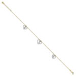 14K Two-tone Twisted Diamond-cut 3 Heart Dangles Plus Extender - Total Anklet - Image 2