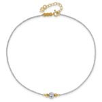 14K Two-tone Chain and Diamond-cut Beads Plus Extender - Total Anklet - Image 4