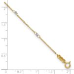 14k Two-tone Cable Chain Mirror Beads 8-Station Plus Extender - Total Anklet - Image 5