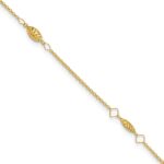 14K Diamond-cut Rice Puff Beads 4-Station Plus Extender - Total Anklet