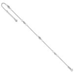 14K White Gold Diamond-cut Rice Puff Beads 4-Station Plus Extender - Total Anklet - Image 7