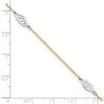 14K Two-Tone Diamond-cut Leaf 4-Station Plus Extender - Total Anklet - Image 4