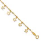 14k Polished and Textured Dangle Stars Plus Star Dangle Extender - Total Anklet