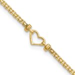 14k Polished Open Heart and Bismark Chain Anklet