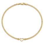 14k Polished Open Heart and Bismark Chain Anklet - Image 5
