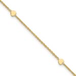 14K Polished Hearts 4-Station Plus Extender - Total Anklet