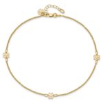14K Flowers 3-Station with Flower Dangle Plus Extender - Total Anklet - Image 5