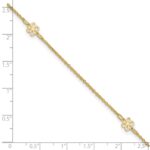14K Flowers 3-Station with Flower Dangle Plus Extender - Total Anklet - Image 4