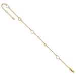 14K Two-tone Polished Open Hearts 5-Station Plus Extender - Total Anklet - Image 7
