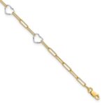 14K Two-tone 5 Hearts and Paperclip Links Plus Extender - Total Anklet
