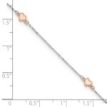 14K Two-tone White and Rose Satin Hearts 4-Station Plus Extender - Total Anklet - Image 7