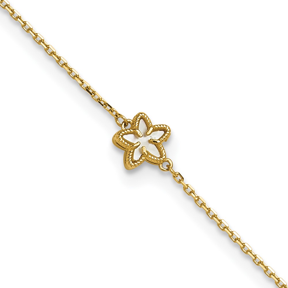 ANK360-9.jpg 14K Polished Mother of Pearl Flower Plus Extender - Total Anklet - Image 1