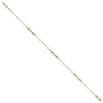 14K Two-tone with White Rhodium 3-Station Flowers Plus Extender - Total Anklet - Image 2