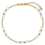 14k Two-tone Oval Links and Mirror Beads Plus Extender - Total Anklet - Image 4