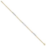 14K Two-tone Polished Diamond-cut 3-Station Plus Extender - Total Anklet - Image 2