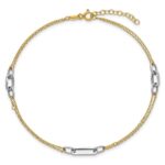 14K Two-tone Polished Diamond-cut 3-Station Plus Extender - Total Anklet - Image 4