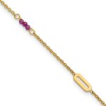 14k Polished Red Corundum Beads and Ovals Plus Extender - Total Anklet