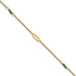 14k Polished Green Zircon Beads and Ovals Plus Extender - Total Anklet