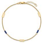 14k Polished Blue Spinel Beads and Ovals Plus Extender - Total Anklet - Image 4