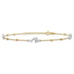 14K Two-tone Beads and Three Dolphins Plus Extender - Total Anklet - Image 3