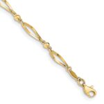14k Polished Twisted Oval and Mirror Beads Anklet