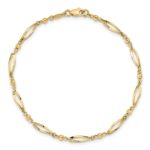 14k Polished Twisted Oval and Mirror Beads Anklet - Image 5