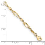 14k Polished Twisted Oval and Mirror Beads Anklet - Image 4