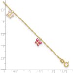 14k Pink and White Enameled Butterfly Dangles Plus Extender - Total Anklet - Image 4