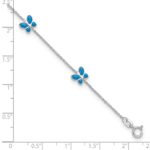 14k White Gold Blue Enameled Butterflies 7-Station Anklet - Image 4