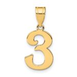 14k Polished Number 3 Pendant