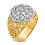 IBGoodman 10k Two-tone Men's Polished Filigree 2 Carat A Quality Diamond Cluster Ring - Image 6