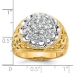 IBGoodman 10k Two-tone Men's Polished Filigree 1 Carat AA Quality Diamond Round Cluster Ring Mounting - Image 2