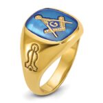 IBGoodman 14k Men's Polished and Grooved with Lab Created Sapphire Blue Lodge Master Masonic Ring - Image 6