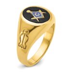 IBGoodman 10k Men's Polished and Grooved with Oval Onyx Blue Lodge Master Masonic Ring - Image 6