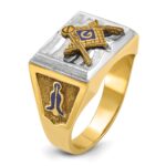 IBGoodman 14k Two-tone Men's Polished and Textured with Blue Enamel Blue Lodge Master Masonic Ring - Image 7