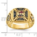 IBGoodman 10k Men's Polished and Textured with Multi-color Enamel Knights Templar Masonic Ring - Image 8