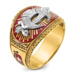 IBGoodman 10k Two-tone Men's Polished and Textured with Multi-color Enamel Masonic Shriner's Ring - Image 8