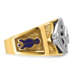 IBGoodman 14k Two-tone Men's Polished and Textured with Blue and Black Enamel Diamond Blue Lodge Master Masonic Ring - Image 9