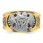 IBGoodman 14k Two-tone Men's Polished and Textured 32nd Degree Scottish Rite Masonic Ring Mounting - Image 4