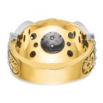 IBGoodman 10k Two-tone Men's Polished and Textured with Multi-color Enamel and Diamond Double Eagle Masonic Shriner's Ring - Image 5