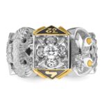 IBGoodman 14k Two-tone Men's Polished and Textured with Multi-color Enamel and Diamond Double Eagle Masonic Shriner's Ring - Image 4