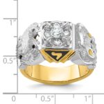 IBGoodman 14k Two-tone Men's Polished and Textured with Multi-color Enamel and Diamond Double Eagle Masonic Shriner's Ring - Image 8