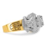 IBGoodman 14k Two-tone Men's Polished and Textured with Multi-color Enamel and Diamond Double Eagle Masonic Shriner's Ring - Image 7