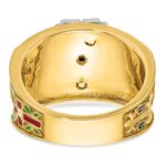 IBGoodman 14k Two-tone Men's Polished and Textured with Multi-color Enamel and Diamond 32nd Degree Scottish Rite Masonic Ring - Image 7