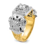 IBGoodman 14k Two-tone Men's Polished and Textured with Black Enamel and Diamond Double Eagle Masonic Shriner's Ring - Image 8